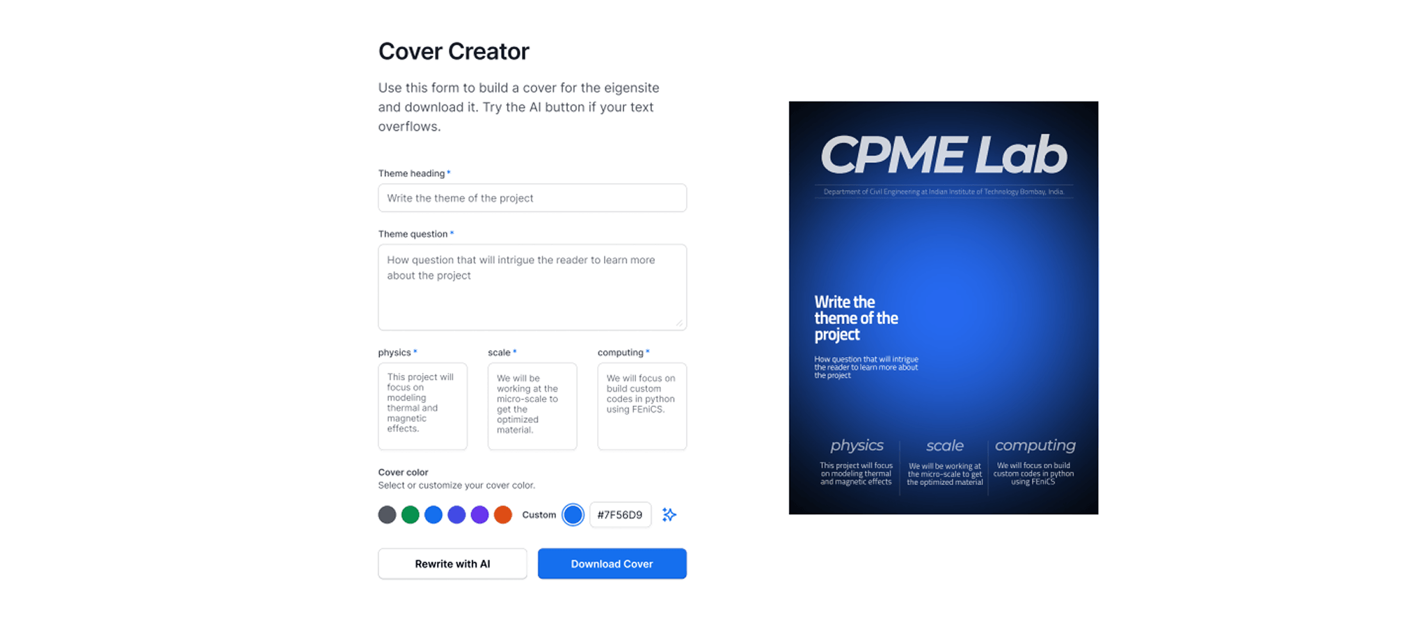 Cover Creator header